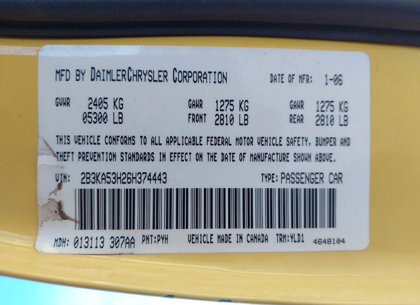 Photo 9 of 2006 Dodge Charger RT (VIN 2B3KA53H26H374443)