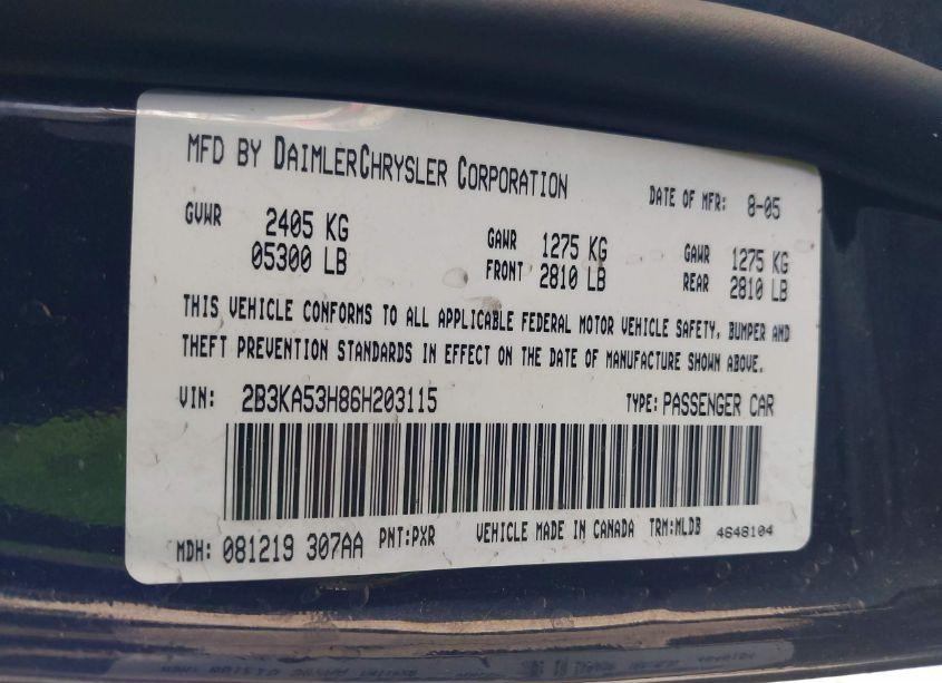 Photo 9 of 2006 Dodge Charger RT (VIN 2B3KA53H86H203115)