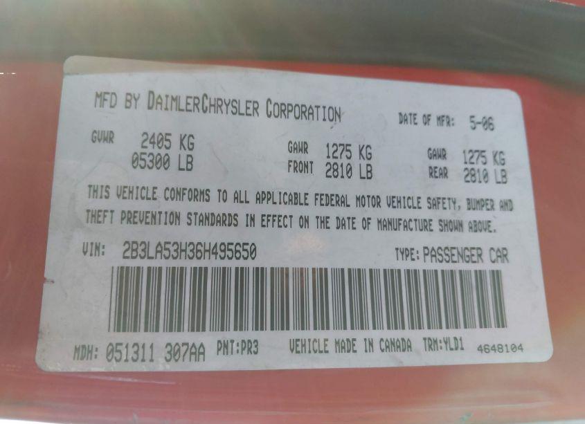 Photo 9 of 2006 Dodge Charger RT (VIN 2B3LA53H36H495650)