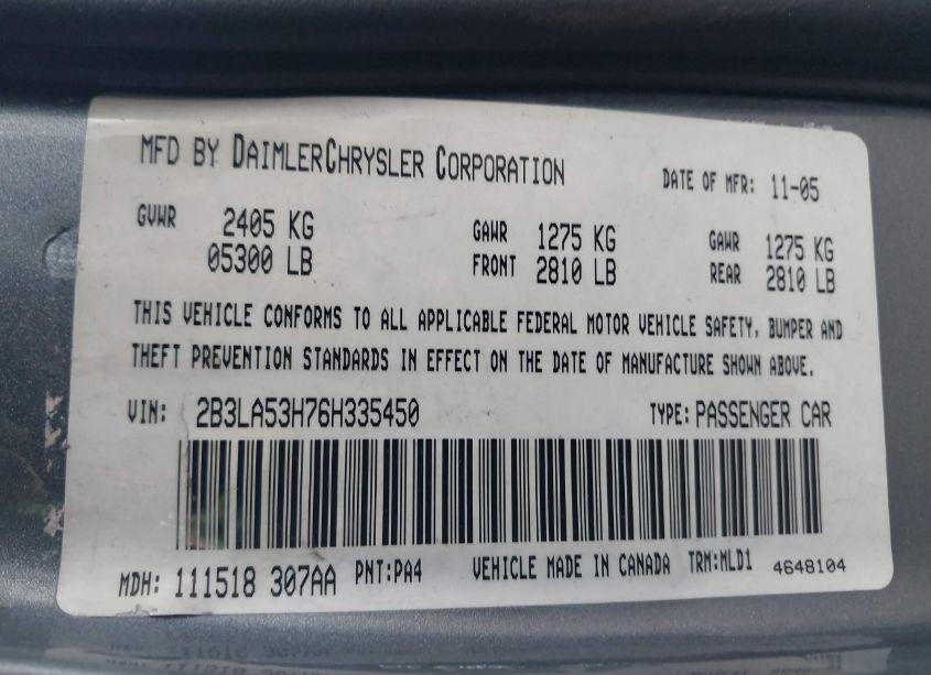 Photo 9 of 2006 Dodge Charger RT (VIN 2B3LA53H76H335450)