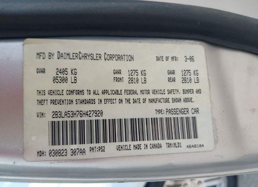 Photo 9 of 2006 Dodge Charger RT (VIN 2B3LA53H76H427920)