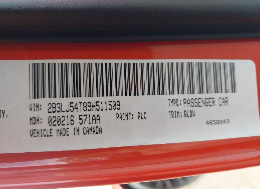 Photo 9 of 2009 Dodge Challenger R/T (VIN 2B3LJ54T89H511509)