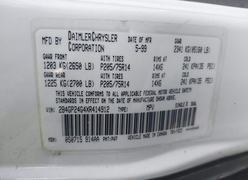 Photo 9 of 1999 Dodge Grand CARAVAN (VIN 2B4GP24G4XR414912)