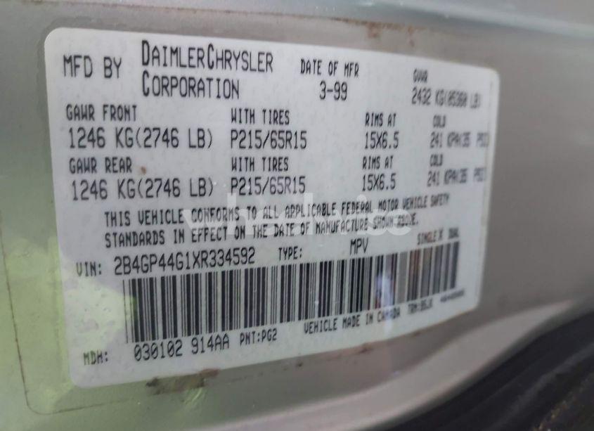 Photo 9 of 1999 Dodge Grand CARAVAN SE (VIN 2B4GP44G1XR334592)