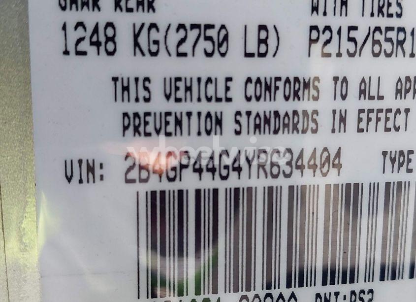 Photo 9 of 2000 Dodge Grand CARAVAN SE (VIN 2B4GP44G4YR634404)