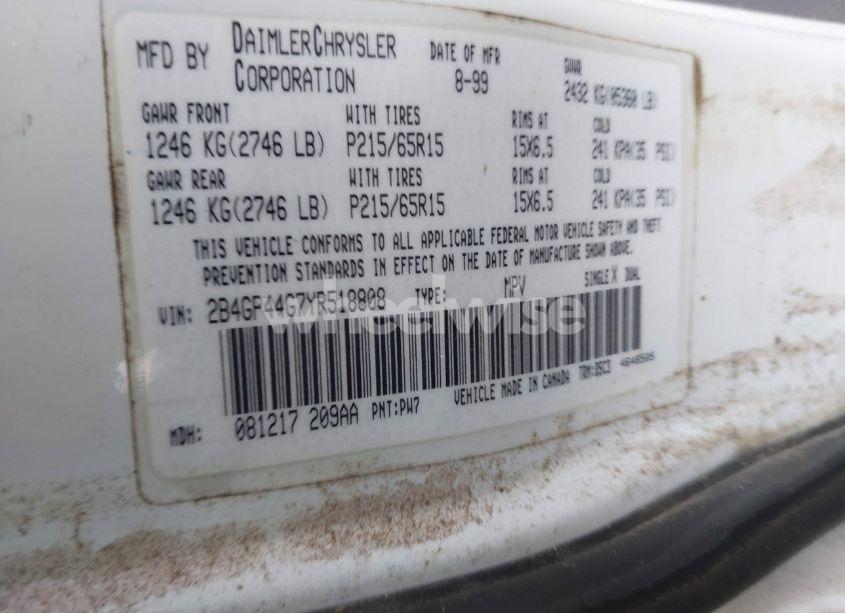 Photo 9 of 2000 Dodge Grand CARAVAN SE (VIN 2B4GP44G7YR518808)