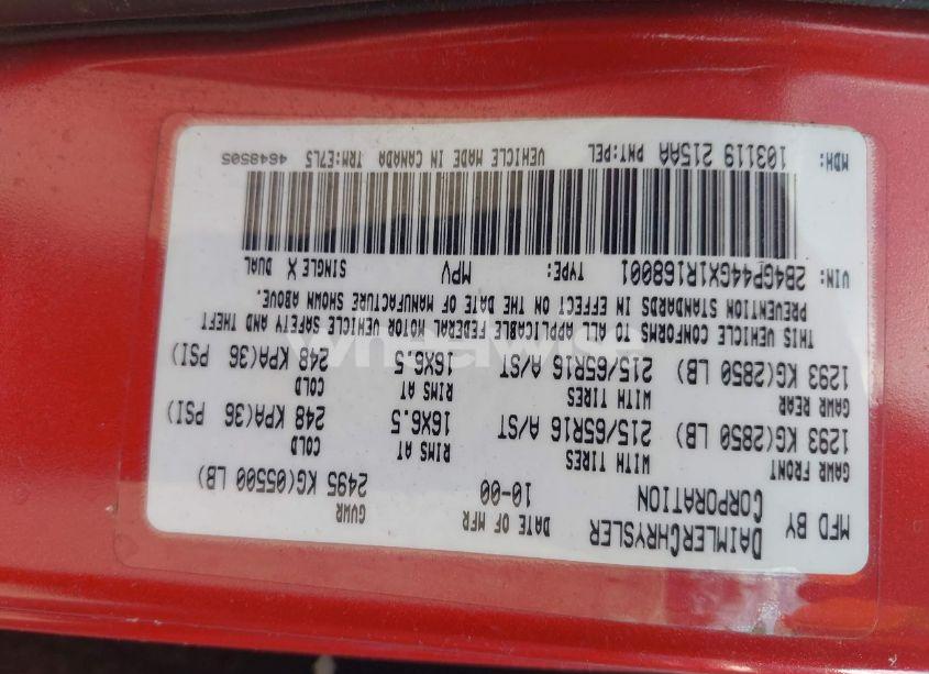 Photo 9 of 2001 Dodge Grand CARAVAN SPORT (VIN 2B4GP44GX1R168001)