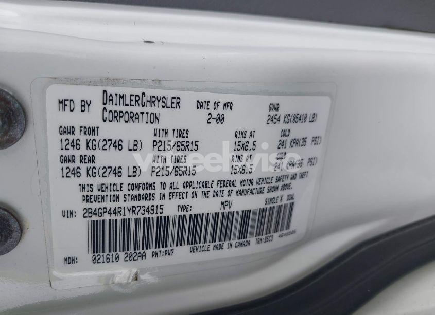 Photo 9 of 2000 Dodge Grand CARAVAN SE (VIN 2B4GP44R1YR734915)