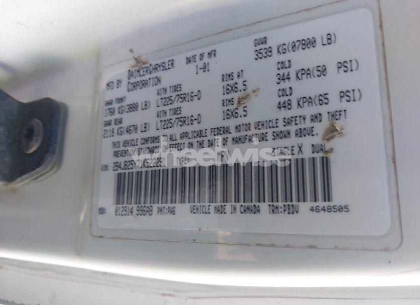 Photo 9 of 2001 Dodge Ram WAGON 2500 (VIN 2B4JB25Y71K522291)