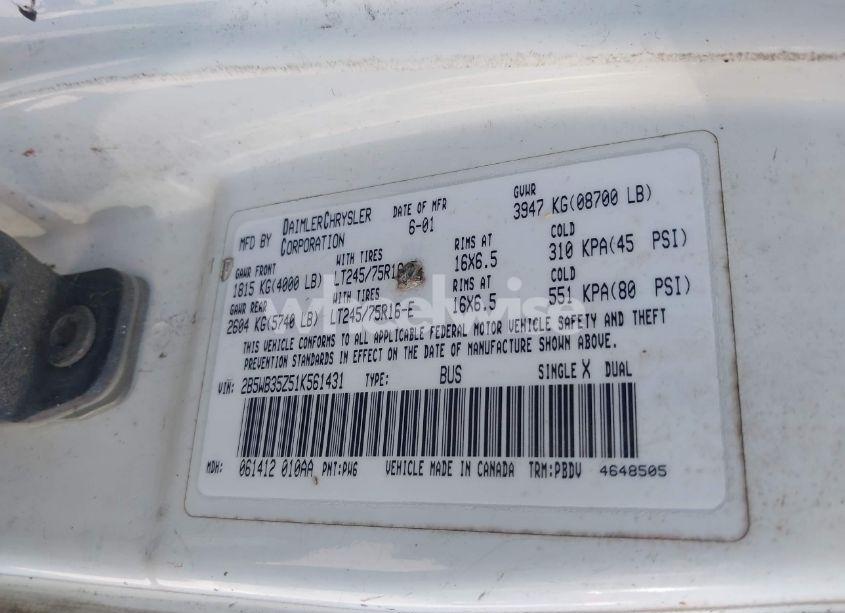 Photo 9 of 2001 Dodge Ram WAGON 3500 (VIN 2B5WB35Z51K561431)