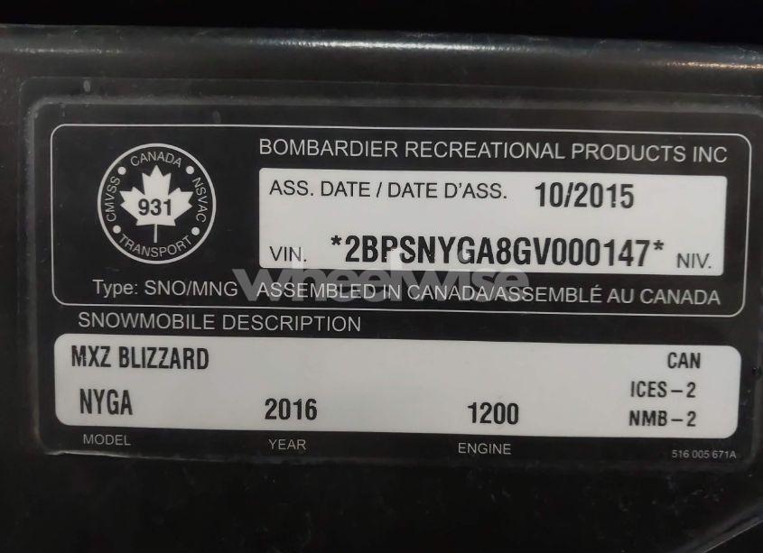 Photo 9 of 2016 Skidoo Blizzard N/A (VIN 2BPSNYGA8GV000147)