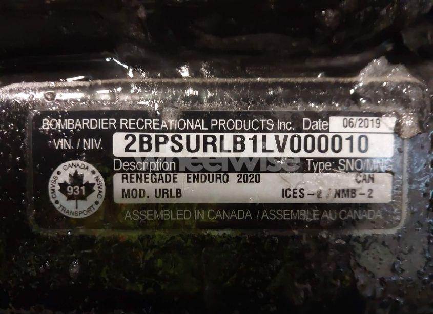 Photo 9 of 2020 Skidoo Cc RENEGADE ENDURO 8 (VIN 2BPSURLB1LV000010)