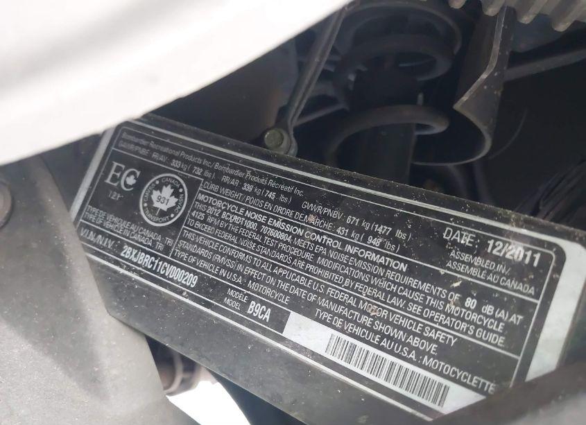 Photo 10 of 2012 Can-am Spyder ROADSTER RT-LTD (VIN 2BXJBRC11CV000209)