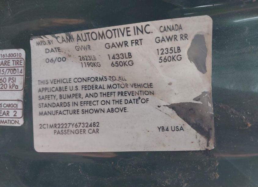 Photo 9 of 2000 Chevrolet Metro LSI (VIN 2C1MR2227Y6732482)