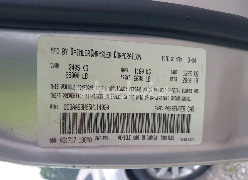 Photo 9 of 2005 Chrysler 300c (VIN 2C3AA63H05H114920)
