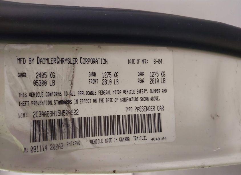 Photo 9 of 2005 Chrysler 300c (VIN 2C3AA63H15H500522)