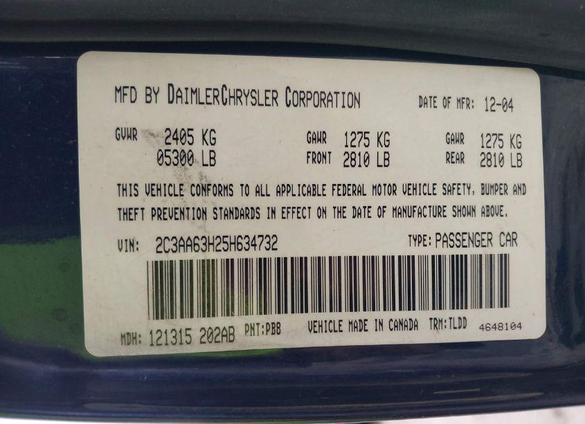 Photo 9 of 2005 Chrysler 300c (VIN 2C3AA63H25H634732)