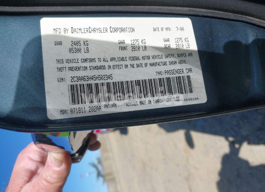 Photo 9 of 2005 Chrysler 300c (VIN 2C3AA63H45H502345)