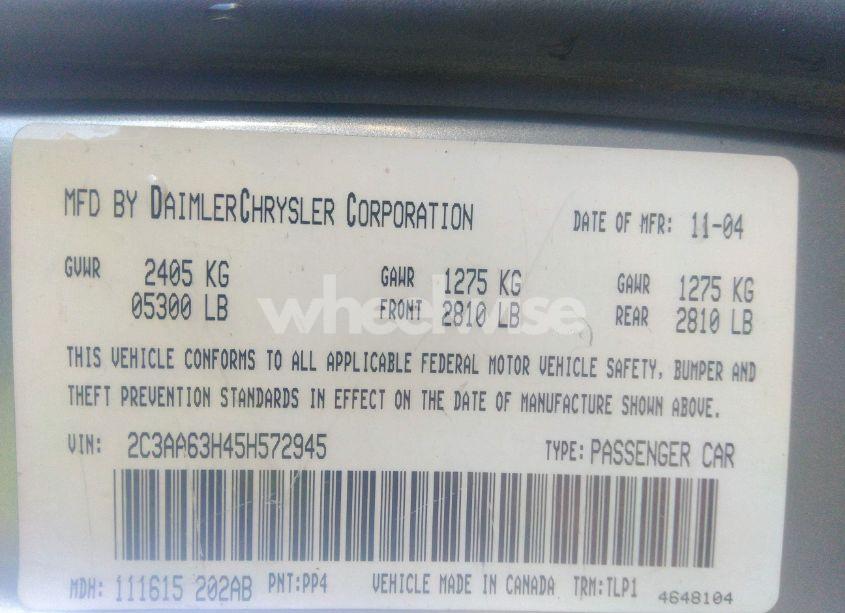 Photo 9 of 2005 Chrysler 300c (VIN 2C3AA63H45H572945)