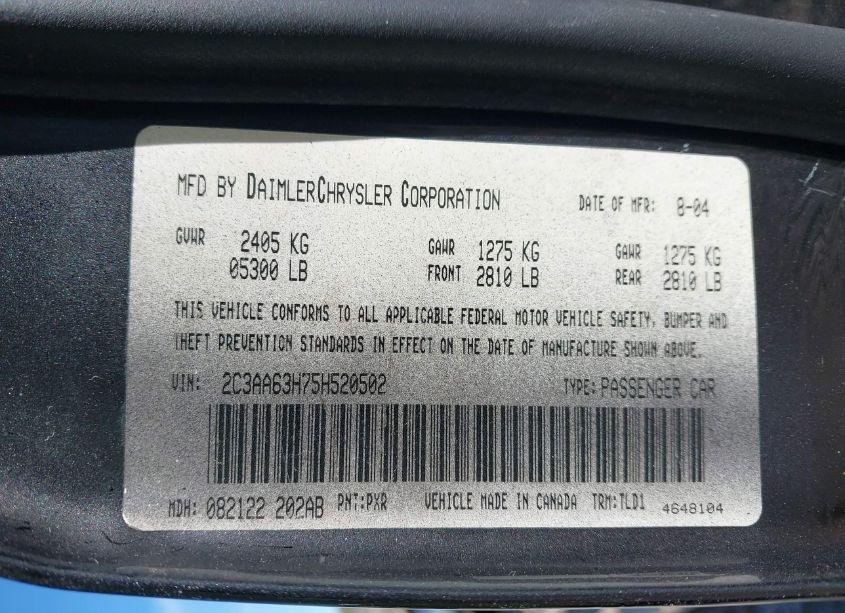 Photo 9 of 2005 Chrysler 300c (VIN 2C3AA63H75H520502)