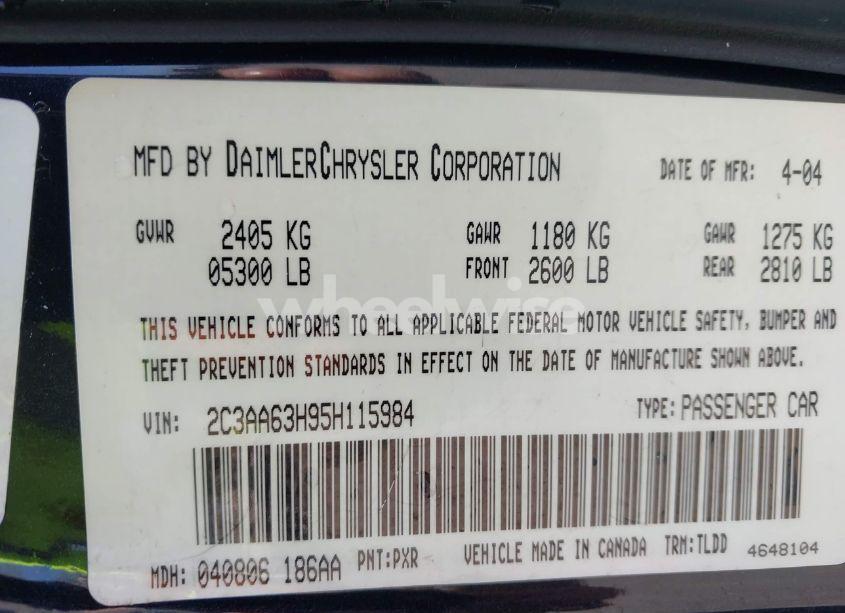 Photo 9 of 2005 Chrysler 300c (VIN 2C3AA63H95H115984)