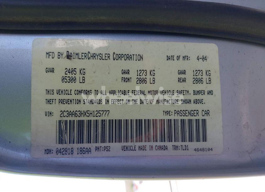 Photo 9 of 2005 Chrysler 300c (VIN 2C3AA63HX5H125777)