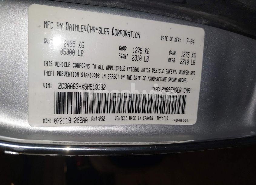 Photo 9 of 2005 Chrysler 300c (VIN 2C3AA63HX5H519392)