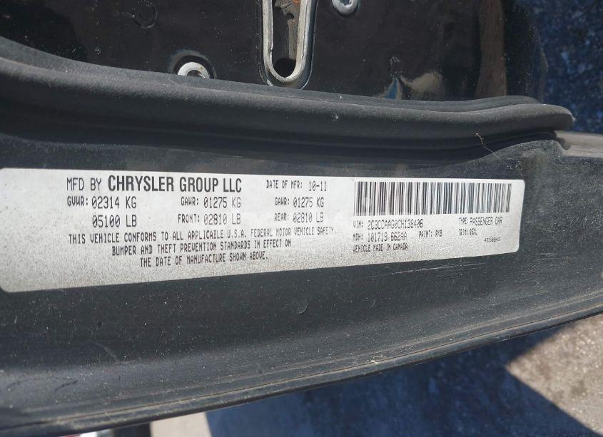 Photo 9 of 2012 Chrysler 300 (VIN 2C3CCAAG0CH138406)