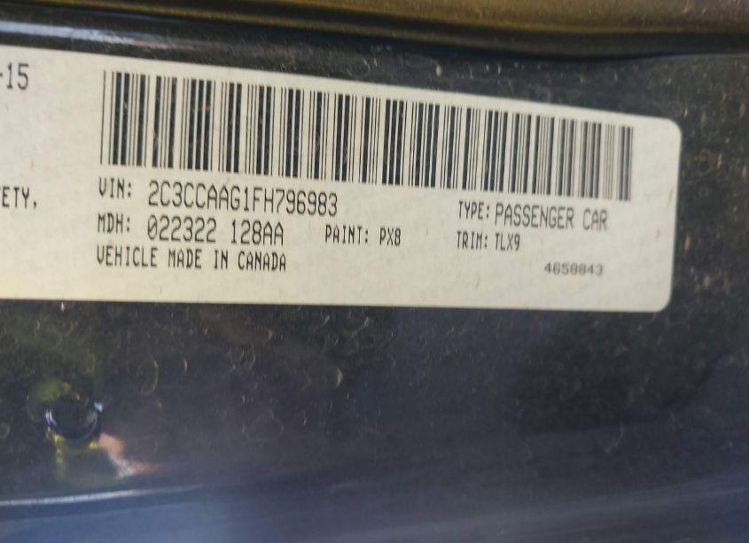 Photo 9 of 2015 Chrysler 300 LIMITED (VIN 2C3CCAAG1FH796983)