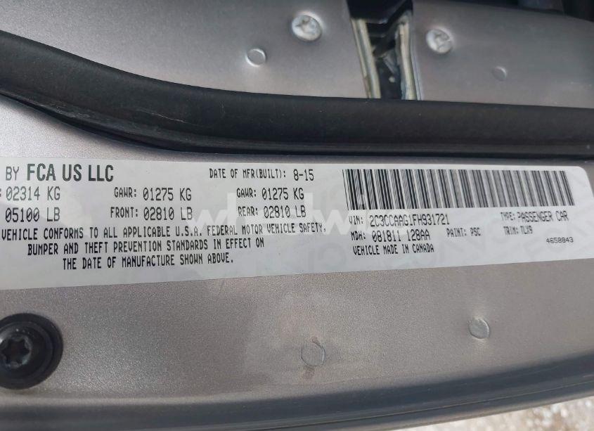 Photo 9 of 2015 Chrysler 300 LIMITED (VIN 2C3CCAAG1FH931721)