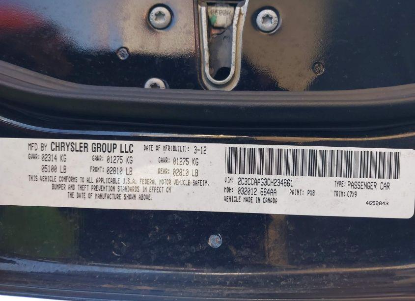 Photo 9 of 2012 Chrysler 300 (VIN 2C3CCAAG3CH234661)