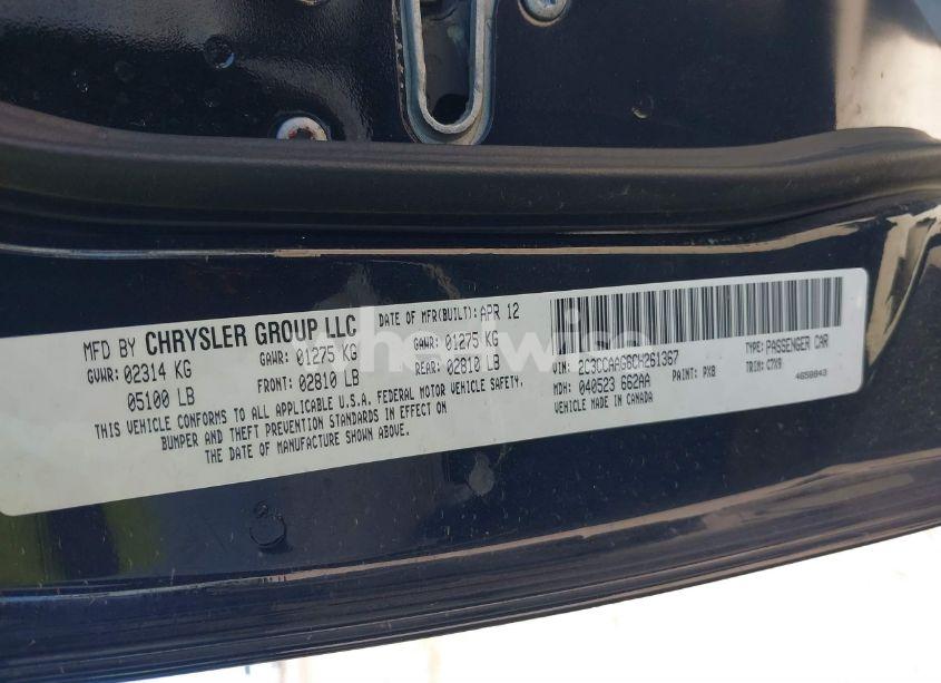 Photo 9 of 2012 Chrysler 300 (VIN 2C3CCAAG6CH261367)