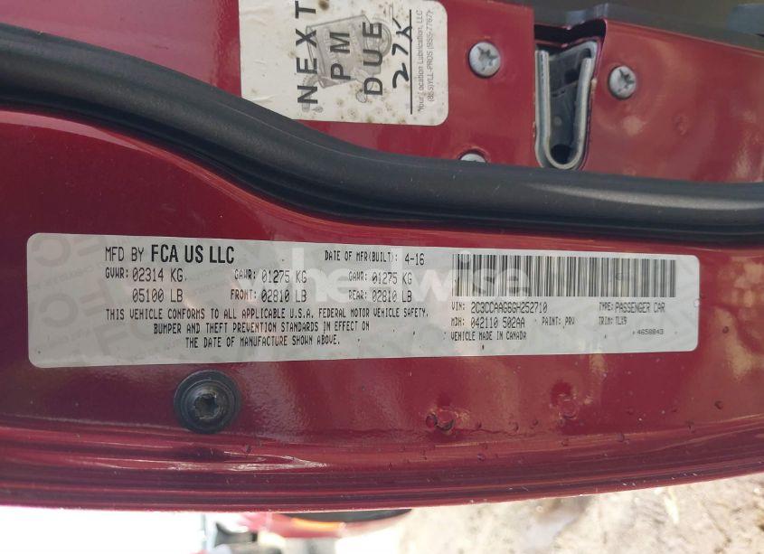 Photo 9 of 2016 Chrysler 300 LIMITED (VIN 2C3CCAAG6GH252710)