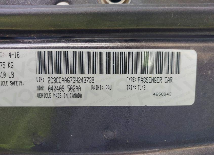 Photo 9 of 2016 Chrysler 300 LIMITED (VIN 2C3CCAAG7GH243739)