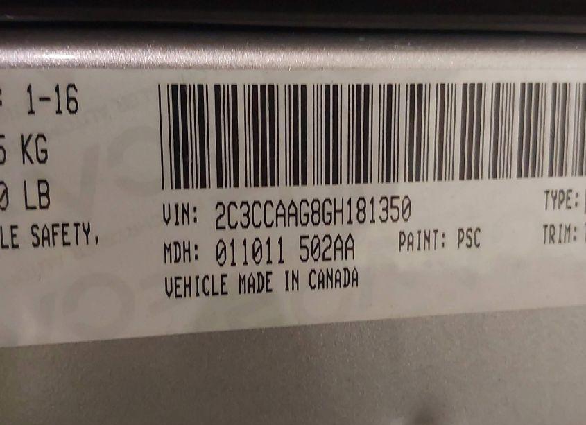 Photo 9 of 2016 Chrysler 300 LIMITED (VIN 2C3CCAAG8GH181350)