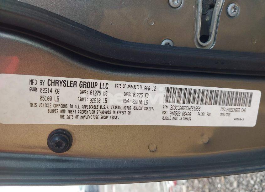 Photo 9 of 2012 Chrysler 300 (VIN 2C3CCAAG9CH261556)