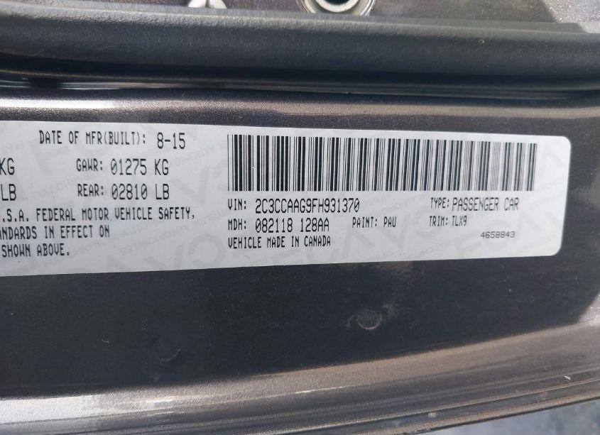 Photo 9 of 2015 Chrysler 300 LIMITED (VIN 2C3CCAAG9FH931370)