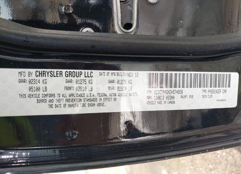 Photo 9 of 2013 Chrysler 300 MOTOWN (VIN 2C3CCAAGXDH574858)