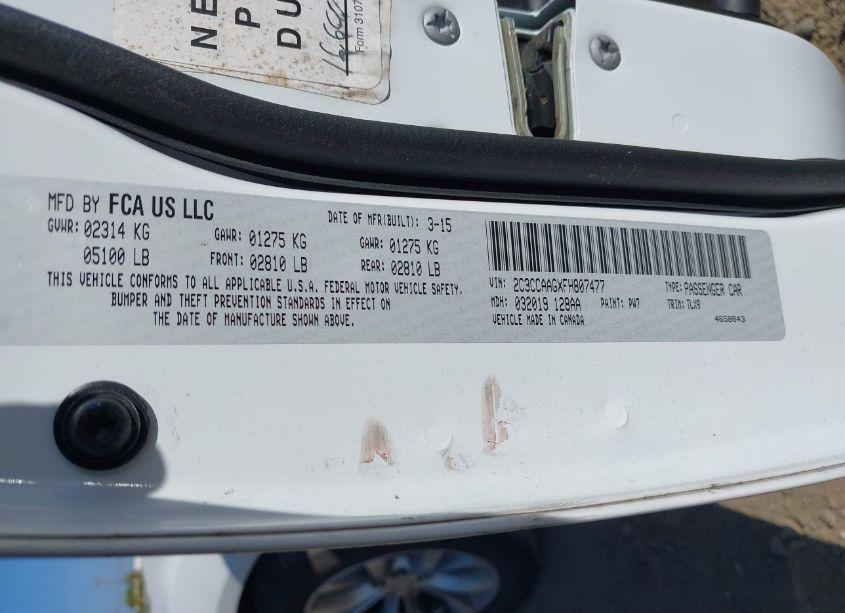 Photo 9 of 2015 Chrysler 300 LIMITED (VIN 2C3CCAAGXFH807477)