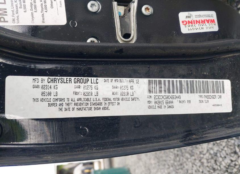 Photo 9 of 2012 Chrysler 300 LIMITED (VIN 2C3CCACG0CH263449)