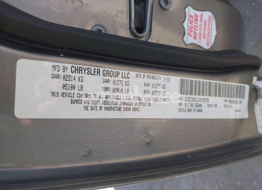 Photo 9 of 2012 Chrysler 300 LIMITED (VIN 2C3CCACG1CH199728)