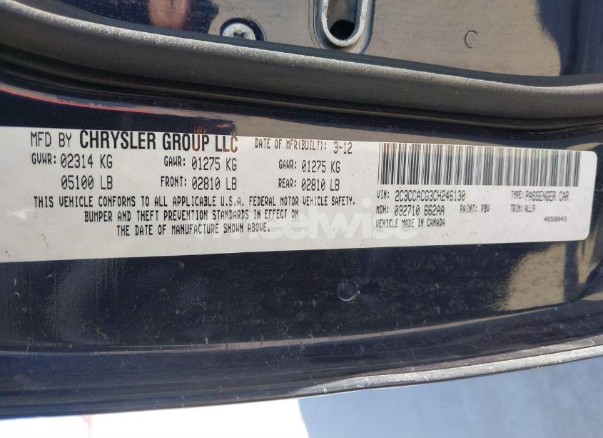 Photo 9 of 2012 Chrysler 300 LIMITED (VIN 2C3CCACG3CH246130)