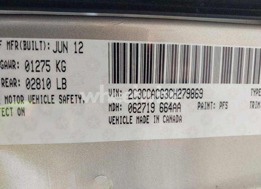 Photo 9 of 2012 Chrysler 300 LIMITED (VIN 2C3CCACG3CH279869)