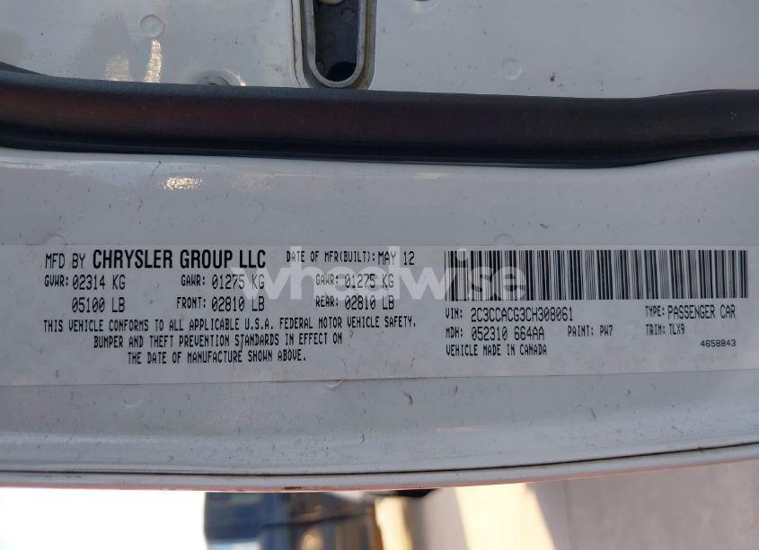 Photo 9 of 2012 Chrysler 300 LIMITED (VIN 2C3CCACG3CH308061)