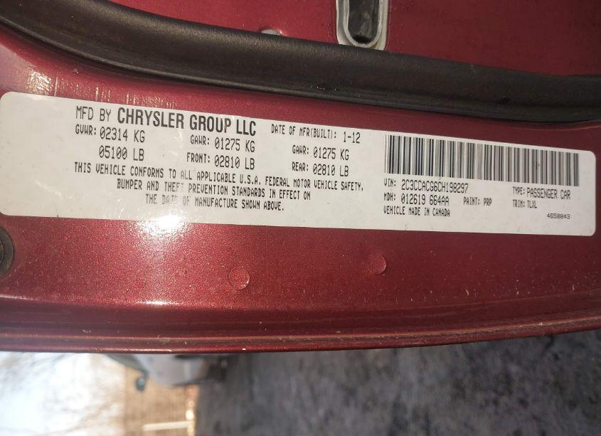 Photo 9 of 2012 Chrysler 300 LIMITED (VIN 2C3CCACG6CH198297)