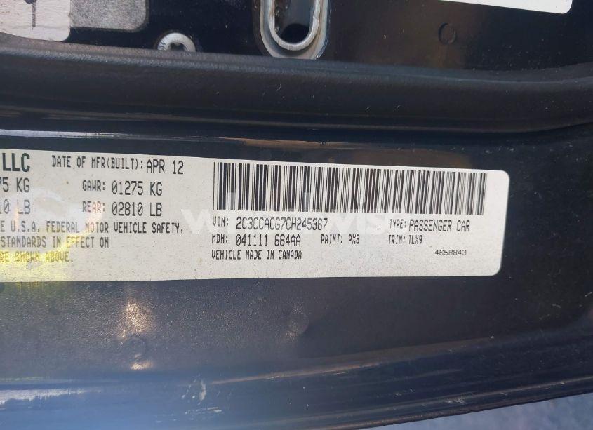 Photo 9 of 2012 Chrysler 300 LIMITED (VIN 2C3CCACG7CH245367)