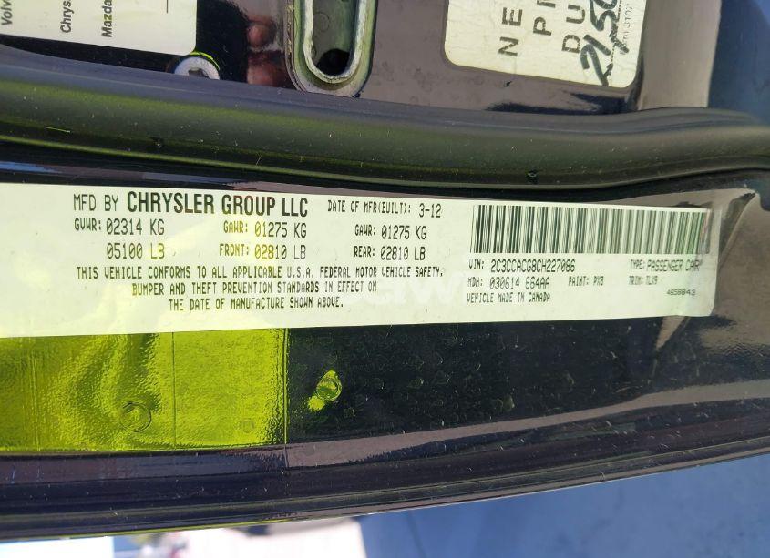 Photo 9 of 2012 Chrysler 300 LIMITED (VIN 2C3CCACG8CH227086)