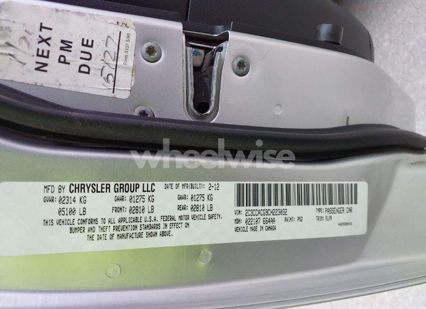 Photo 9 of 2012 Chrysler 300 LIMITED (VIN 2C3CCACG9CH223032)