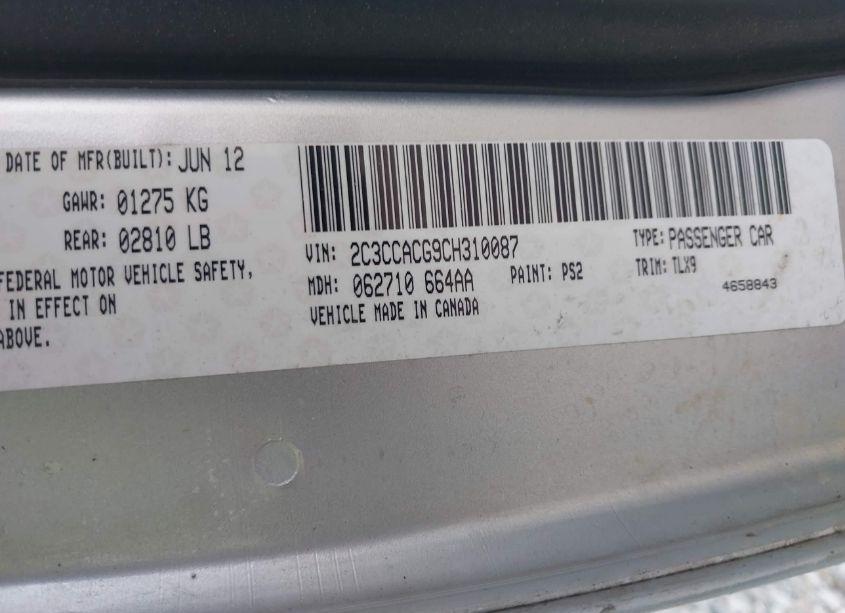 Photo 9 of 2012 Chrysler 300 LIMITED (VIN 2C3CCACG9CH310087)