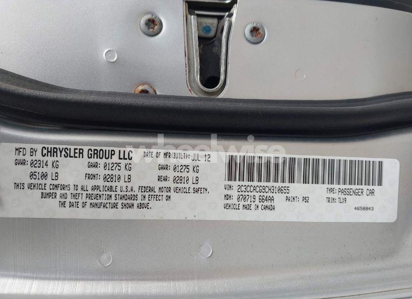 Photo 9 of 2012 Chrysler 300 LIMITED (VIN 2C3CCACG9CH310655)